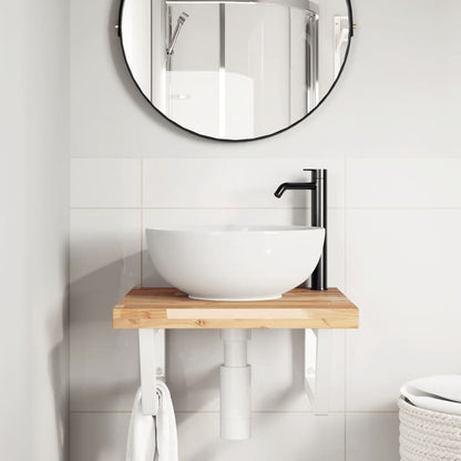 vidaXL Basin Shelf Wall Mounted Steel and Solid Wood Acacia