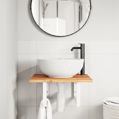 vidaXL Basin Shelf Wall Mounted Steel and Solid Wood Acacia