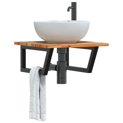 vidaXL Basin Shelf Wall Mounted Steel and Solid Wood Acacia