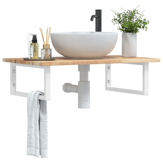 vidaXL Basin Shelf Wall Mounted Steel and Solid Wood Acacia
