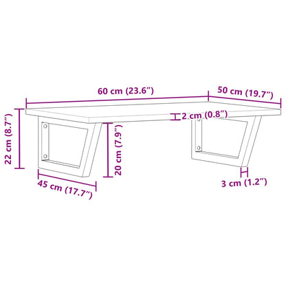 vidaXL Basin Shelf Wall Mounted Steel and Solid Wood Acacia