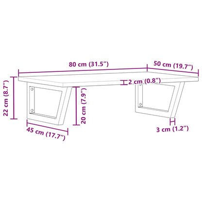 vidaXL Basin Shelf Wall Mounted Steel and Solid Wood Acacia