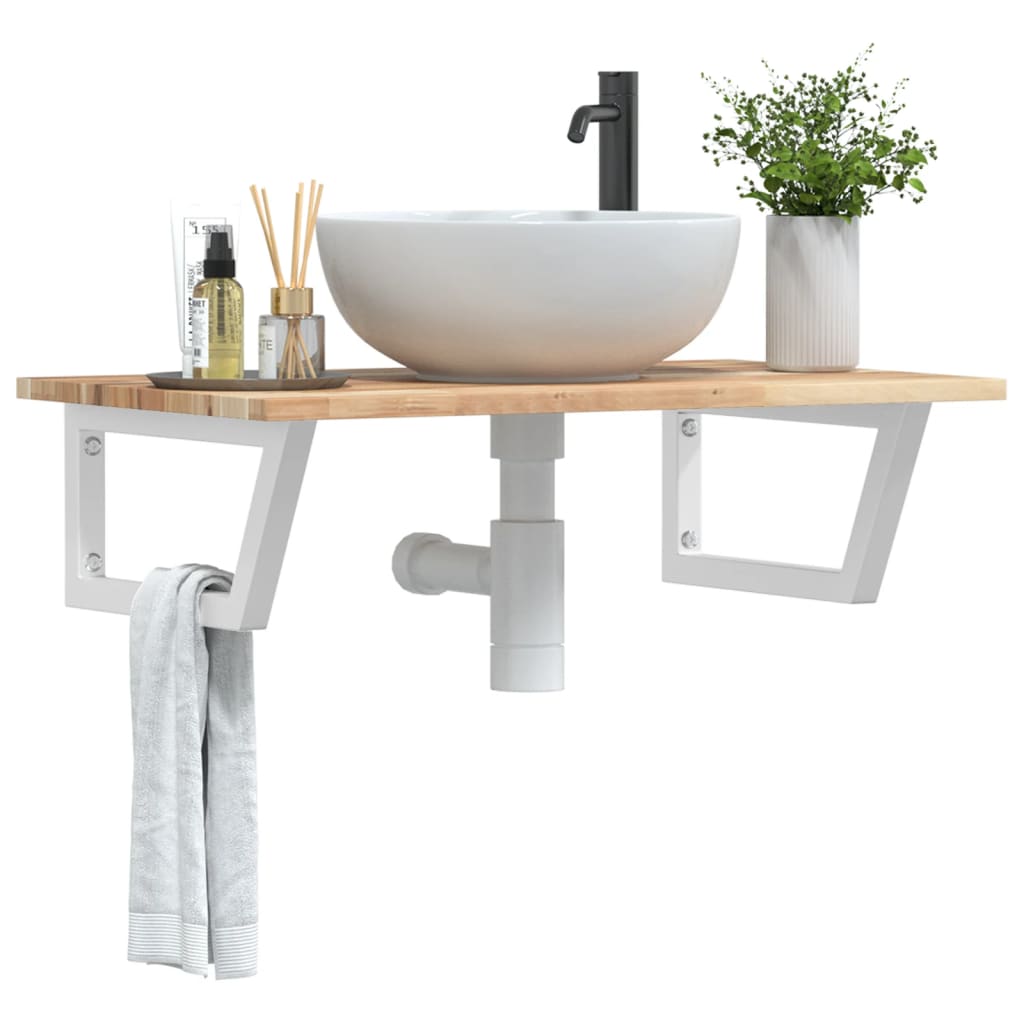 vidaXL Basin Shelf Wall Mounted Steel and Solid Wood Acacia