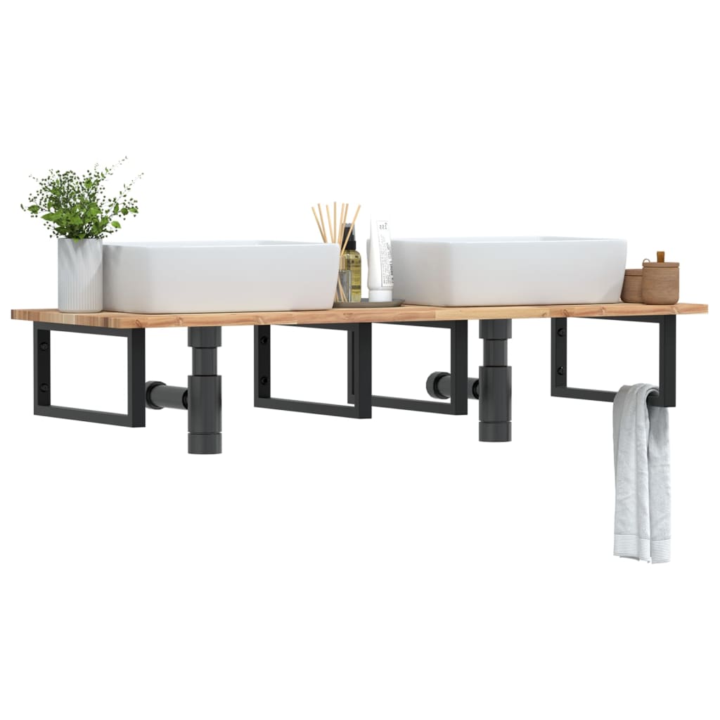 vidaXL Basin Shelf Wall Mounted Steel and Solid Wood Acacia