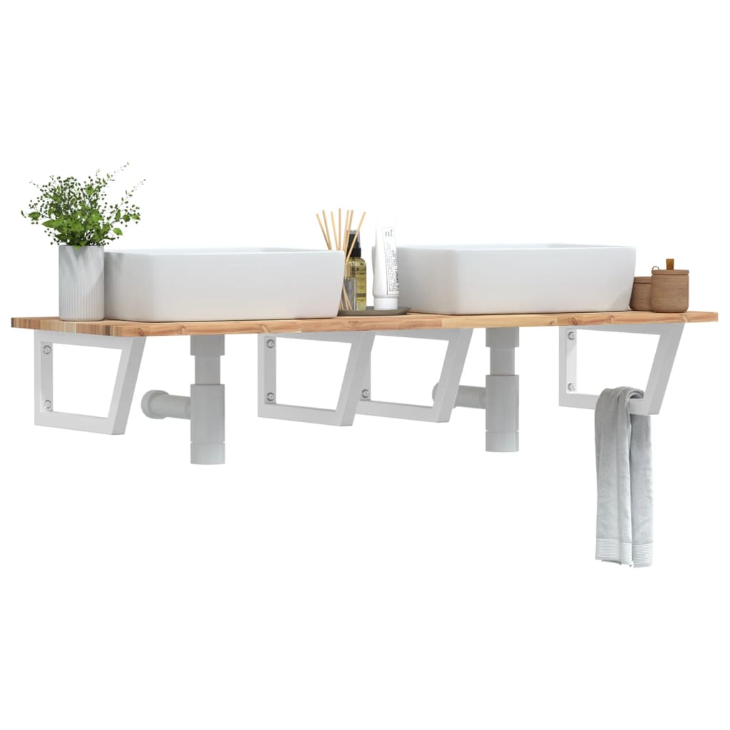 vidaXL Basin Shelf Wall Mounted Steel and Solid Wood Acacia