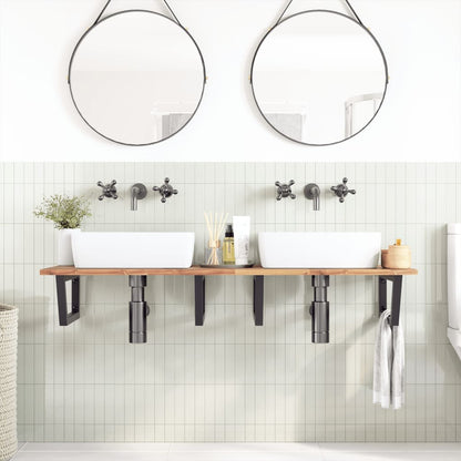 vidaXL Basin Shelf Wall Mounted Steel and Solid Wood Acacia