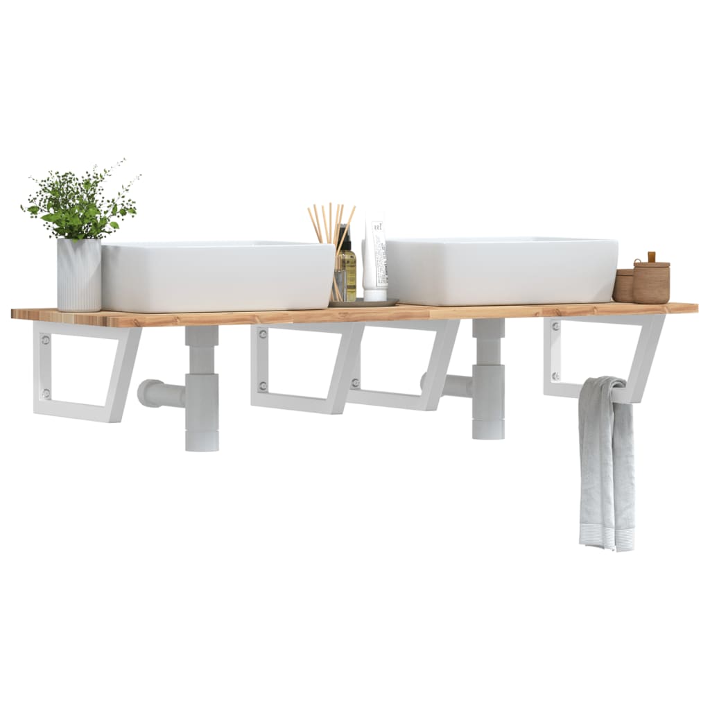 vidaXL Basin Shelf Wall Mounted Steel and Solid Wood Acacia