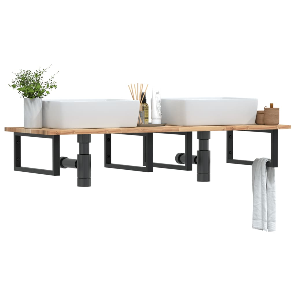 vidaXL Basin Shelf Wall Mounted Steel and Solid Wood Acacia