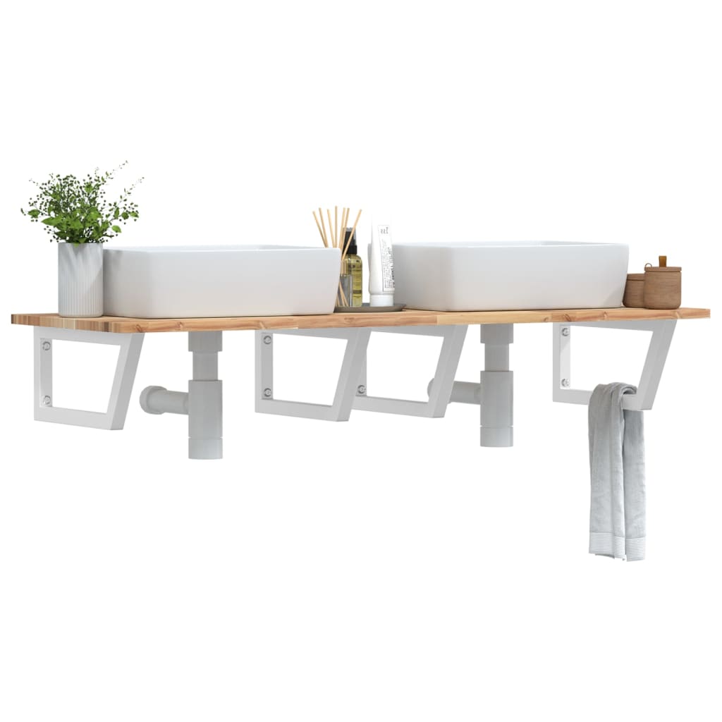 vidaXL Basin Shelf Wall Mounted Steel and Solid Wood Acacia