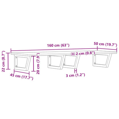 vidaXL Basin Shelf Wall Mounted Steel and Solid Wood Acacia