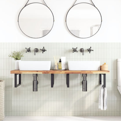 vidaXL Basin Shelf Wall Mounted Steel and Solid Wood Acacia