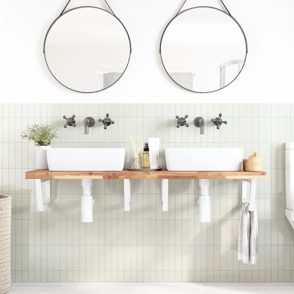 vidaXL Basin Shelf Wall Mounted Steel and Solid Wood Acacia