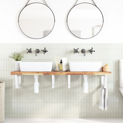 vidaXL Basin Shelf Wall Mounted Steel and Solid Wood Acacia