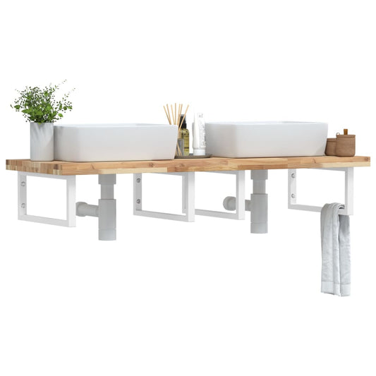 vidaXL Basin Shelf Wall Mounted Steel and Solid Wood Acacia