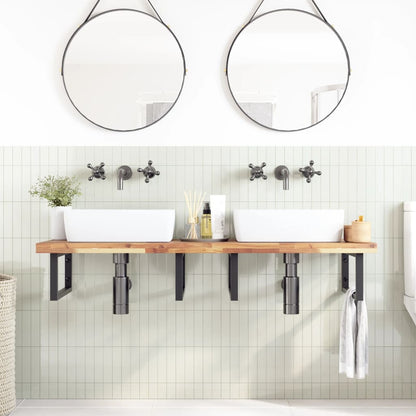 vidaXL Basin Shelf Wall Mounted Steel and Solid Wood Acacia