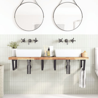 vidaXL Basin Shelf Wall Mounted Steel and Solid Wood Acacia