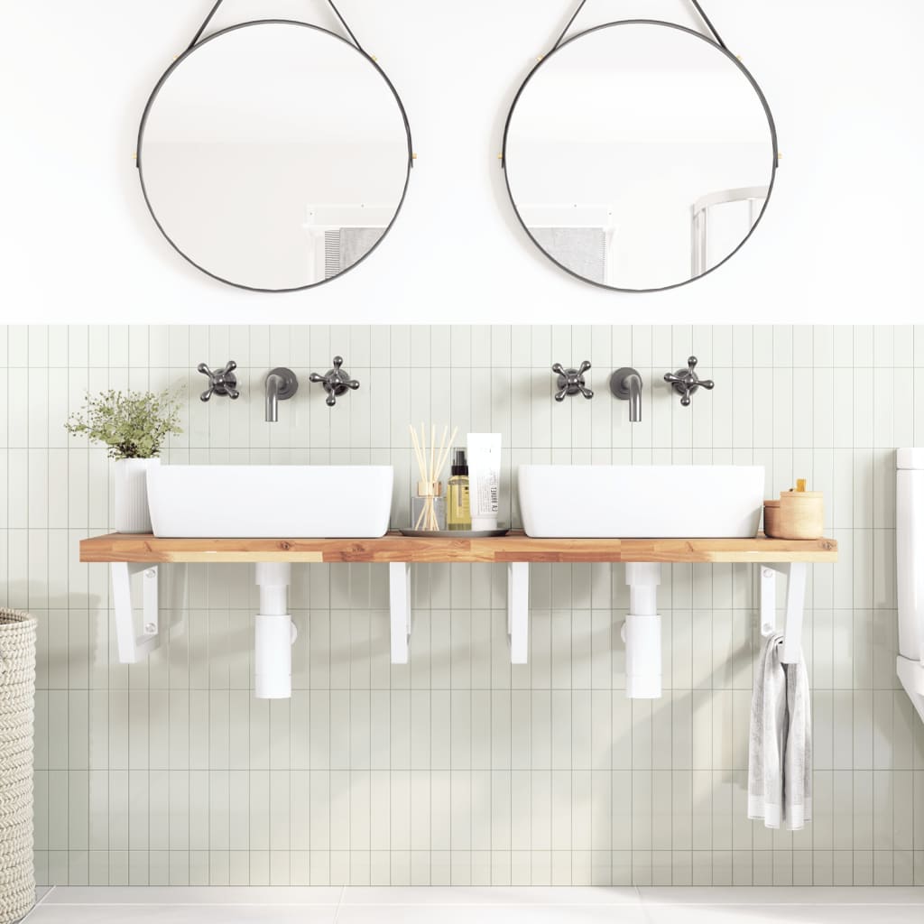 vidaXL Basin Shelf Wall Mounted Steel and Solid Wood Acacia