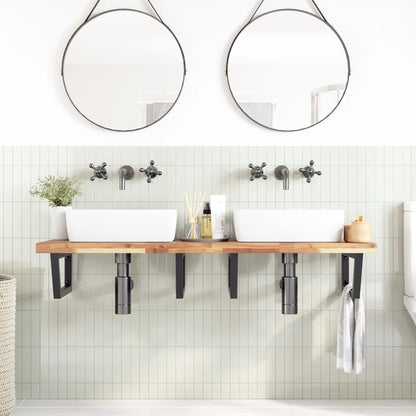 vidaXL Basin Shelf Wall Mounted Steel and Solid Wood Acacia