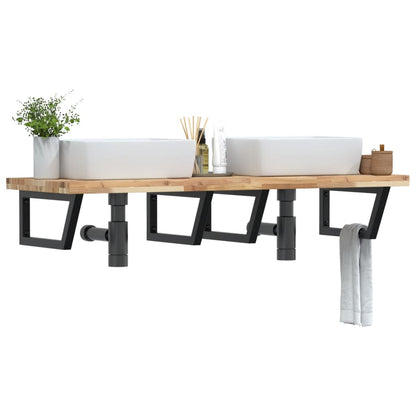 vidaXL Basin Shelf Wall Mounted Steel and Solid Wood Acacia