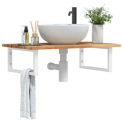 vidaXL Basin Shelf Wall Mounted Steel and Solid Wood Acacia