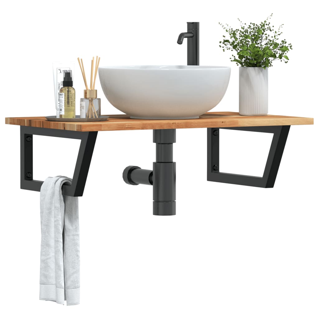 vidaXL Basin Shelf Wall Mounted Steel and Solid Wood Acacia