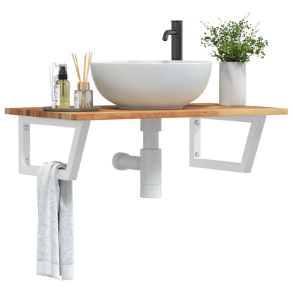 vidaXL Basin Shelf Wall Mounted Steel and Solid Wood Acacia