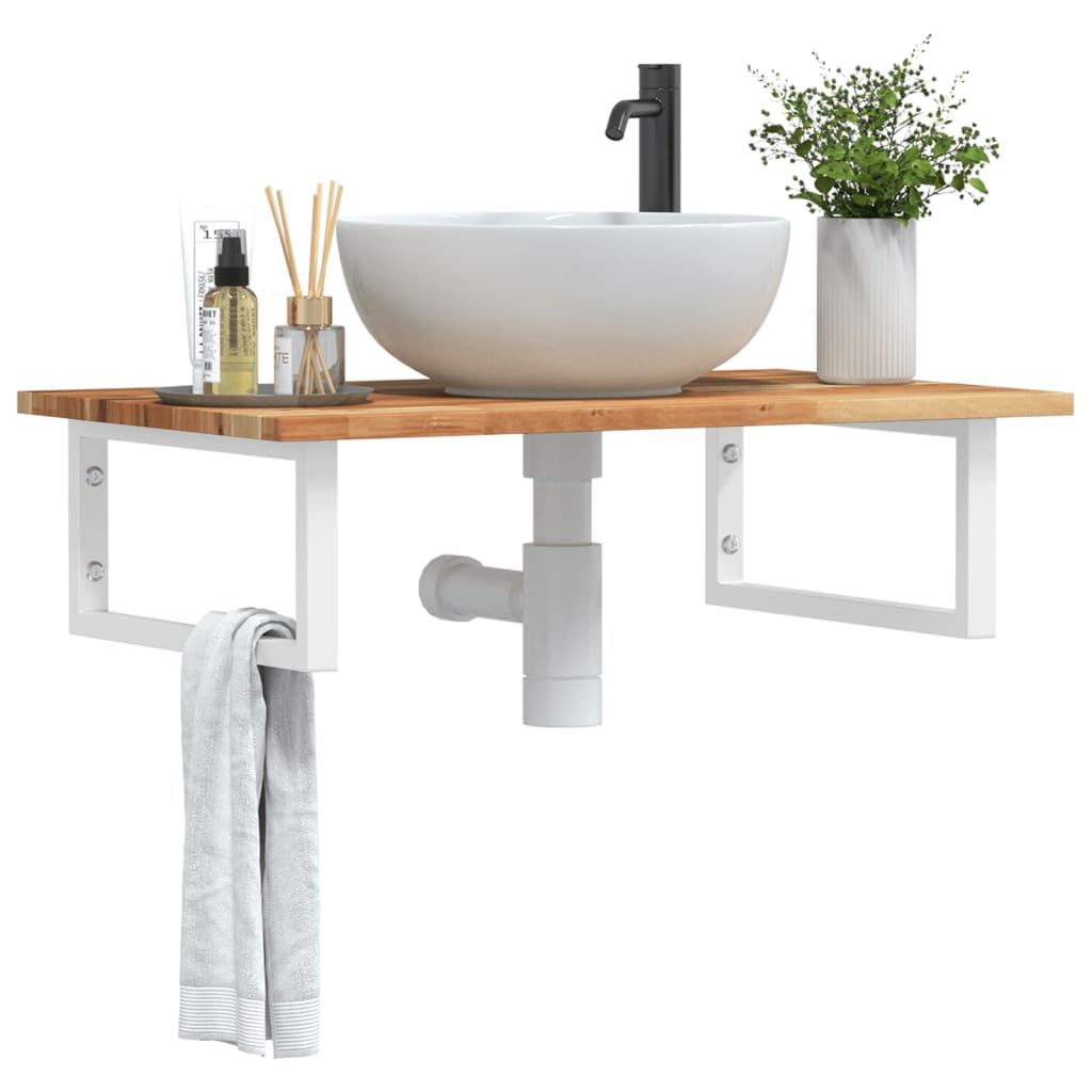 vidaXL Basin Shelf Wall Mounted Steel and Solid Wood Acacia