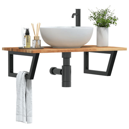 vidaXL Basin Shelf Wall Mounted Steel and Solid Wood Acacia