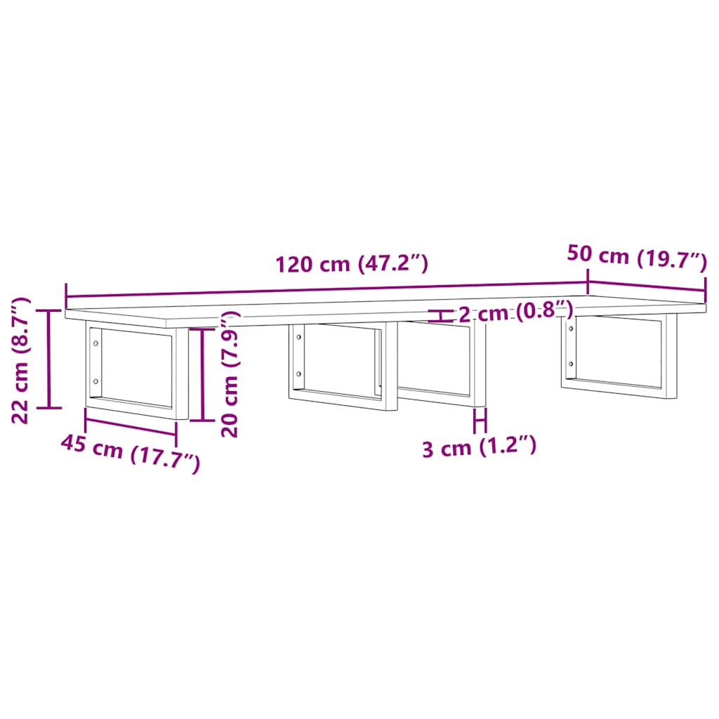 vidaXL Basin Shelf Wall Mounted Steel and Solid Wood Acacia