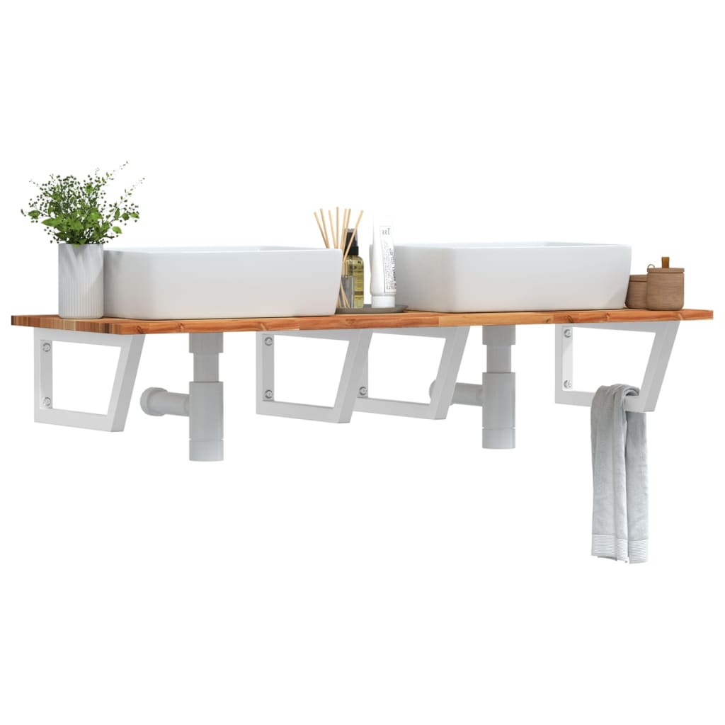 vidaXL Basin Shelf Wall Mounted Steel and Solid Wood Acacia