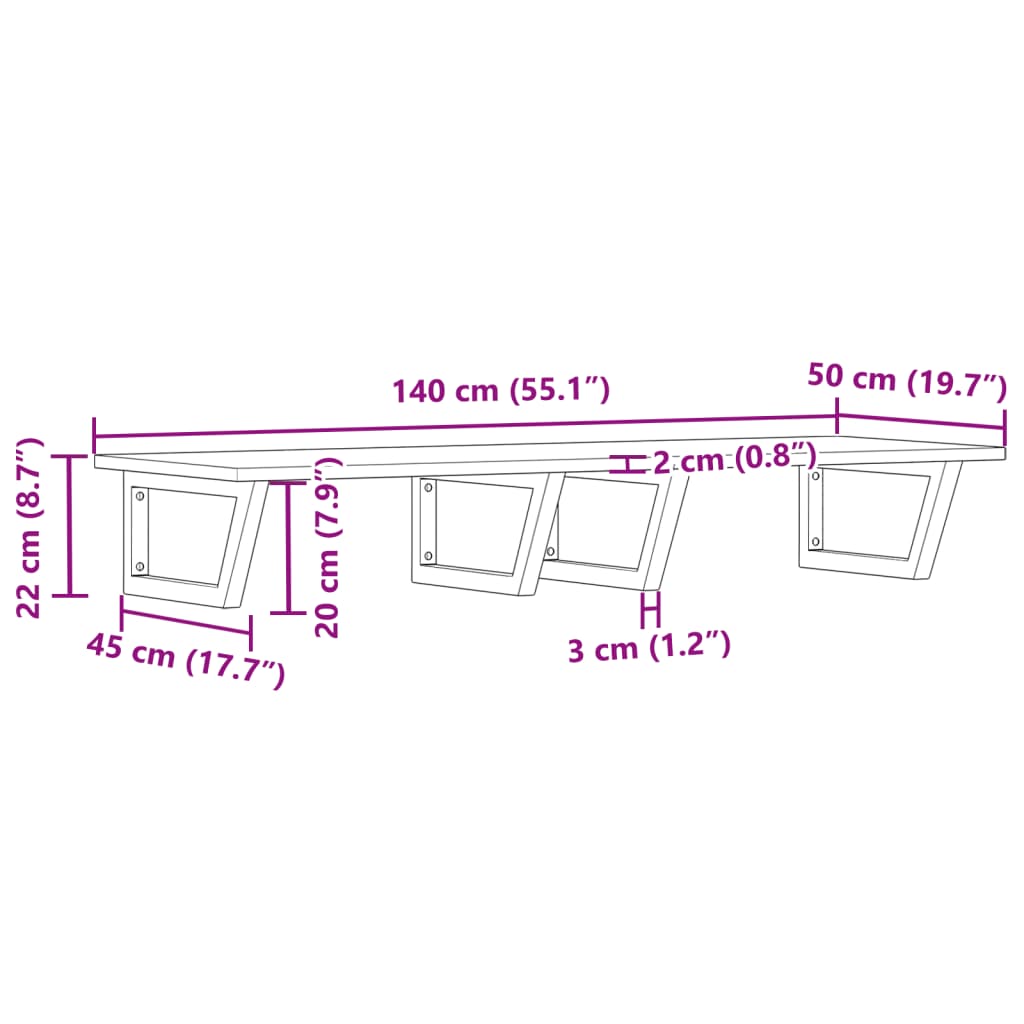 vidaXL Basin Shelf Wall Mounted Steel and Solid Wood Acacia