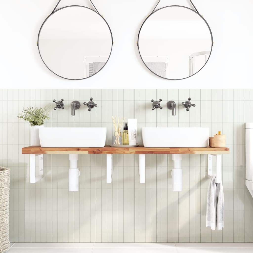 vidaXL Basin Shelf Wall Mounted Steel and Solid Wood Acacia