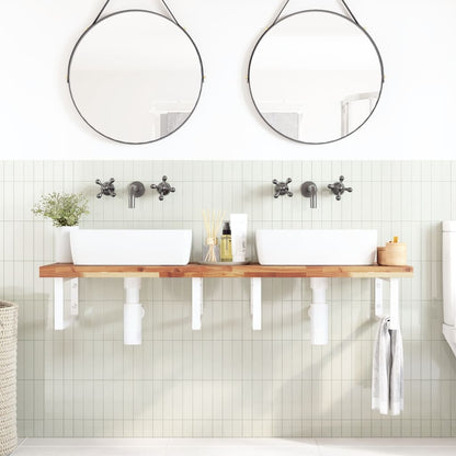 vidaXL Basin Shelf Wall Mounted Steel and Solid Wood Acacia
