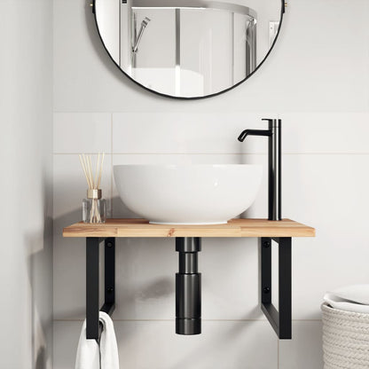 vidaXL Basin Shelf Wall Mounted Steel and Solid Wood Acacia