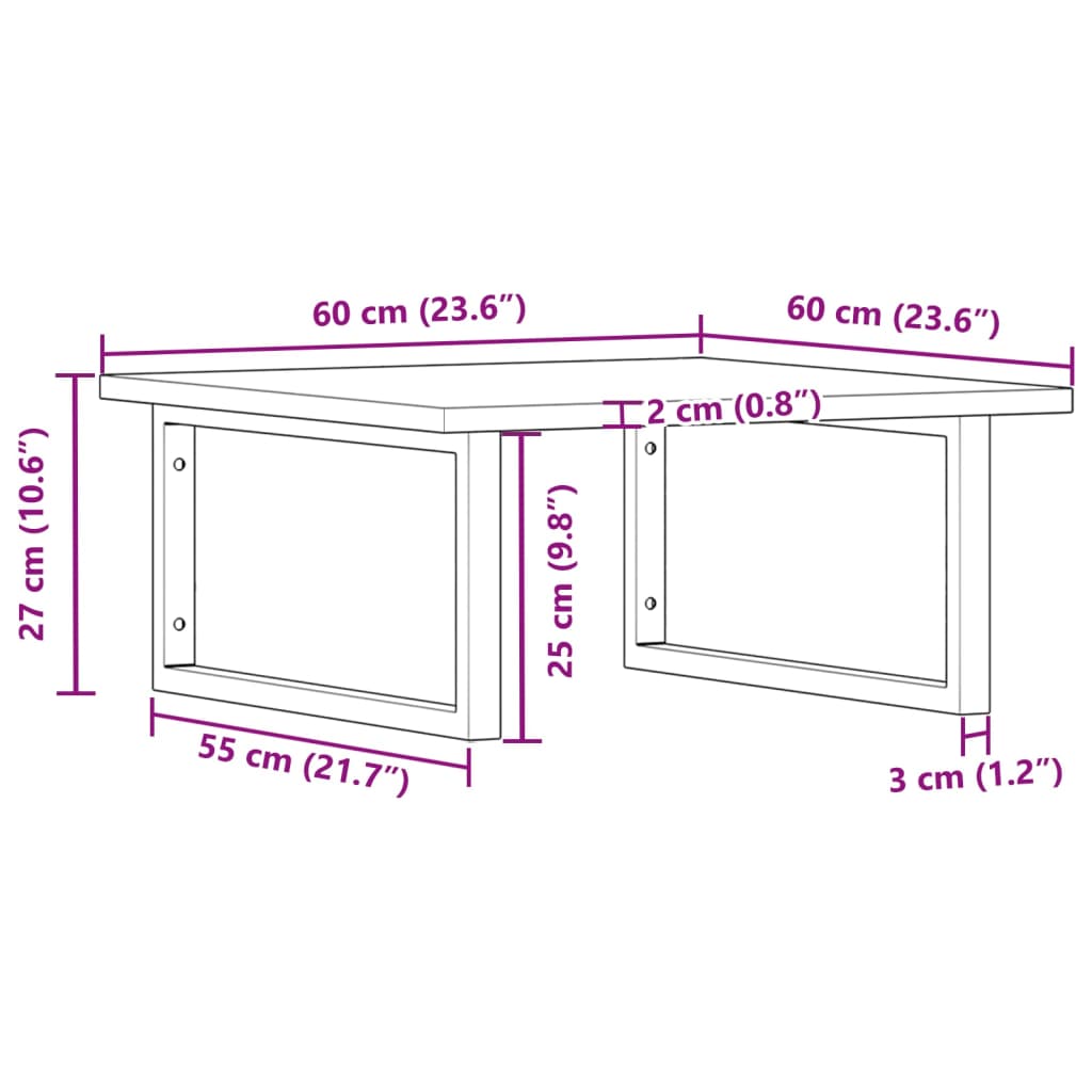 vidaXL Basin Shelf Wall Mounted Steel and Solid Wood Acacia