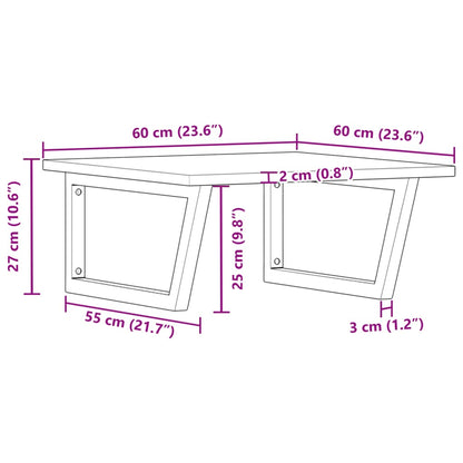 vidaXL Basin Shelf Wall Mounted Steel and Solid Wood Acacia