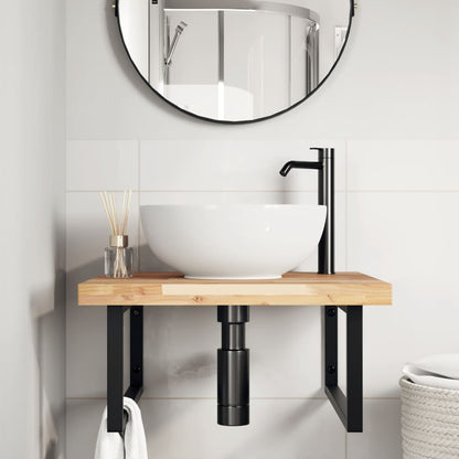 vidaXL Basin Shelf Wall Mounted Steel and Solid Wood Acacia
