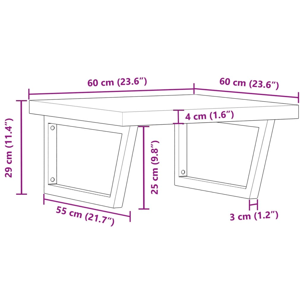 vidaXL Basin Shelf Wall Mounted Steel and Solid Wood Acacia