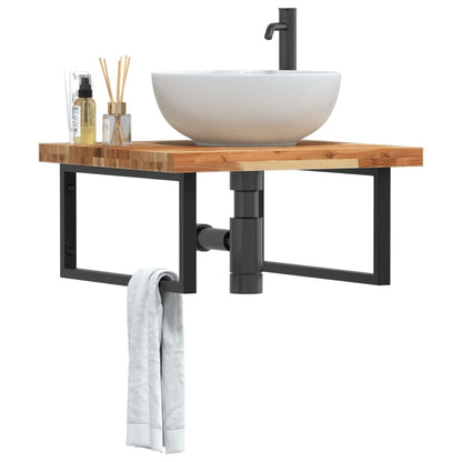 vidaXL Basin Shelf Wall Mounted Steel and Solid Wood Acacia