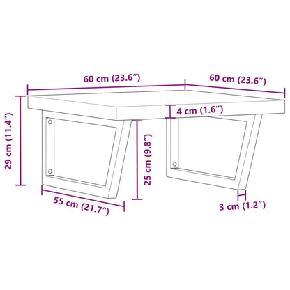 vidaXL Basin Shelf Wall Mounted Steel and Solid Wood Acacia