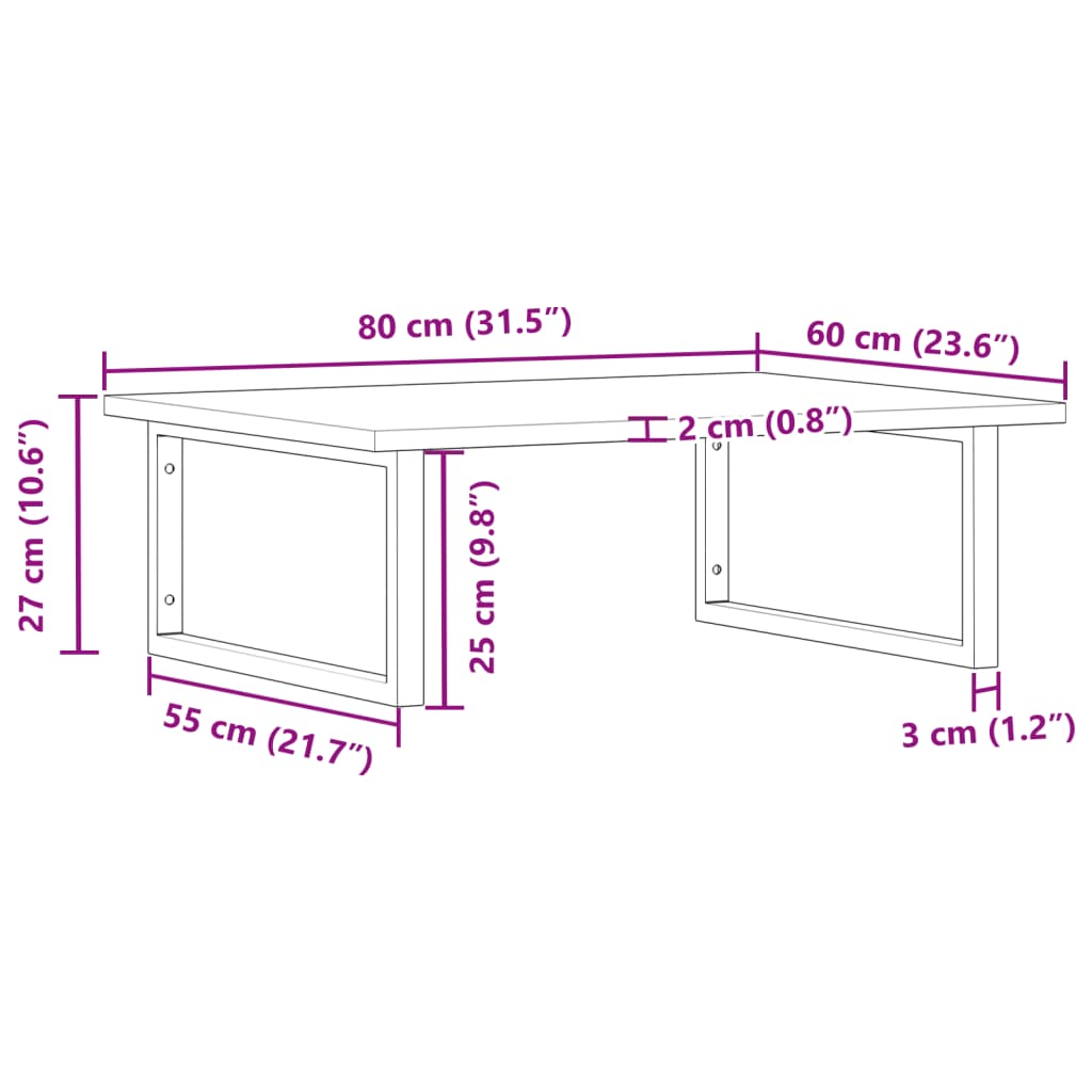vidaXL Basin Shelf Wall Mounted Steel and Solid Wood Acacia