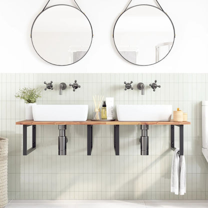 vidaXL Basin Shelf Wall Mounted Steel and Solid Wood Acacia