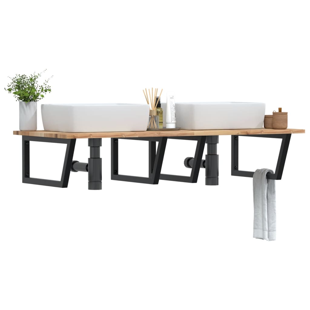 vidaXL Basin Shelf Wall Mounted Steel and Solid Wood Acacia