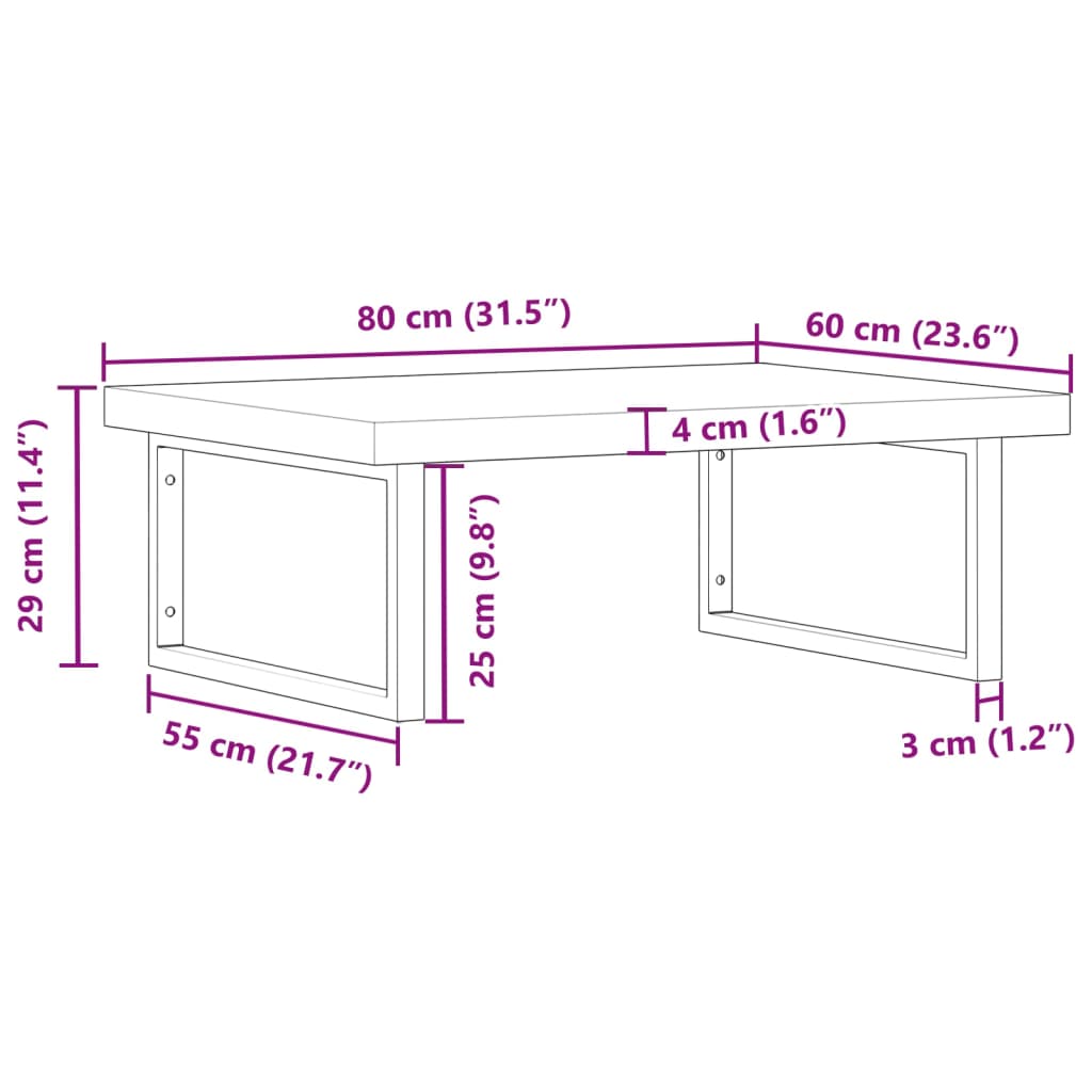 vidaXL Basin Shelf Wall Mounted Steel and Solid Wood Acacia