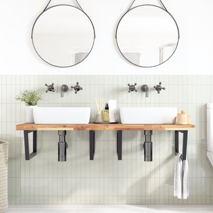 vidaXL Basin Shelf Wall Mounted Steel and Solid Wood Acacia