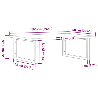 vidaXL Basin Shelf Wall Mounted Steel and Solid Wood Acacia