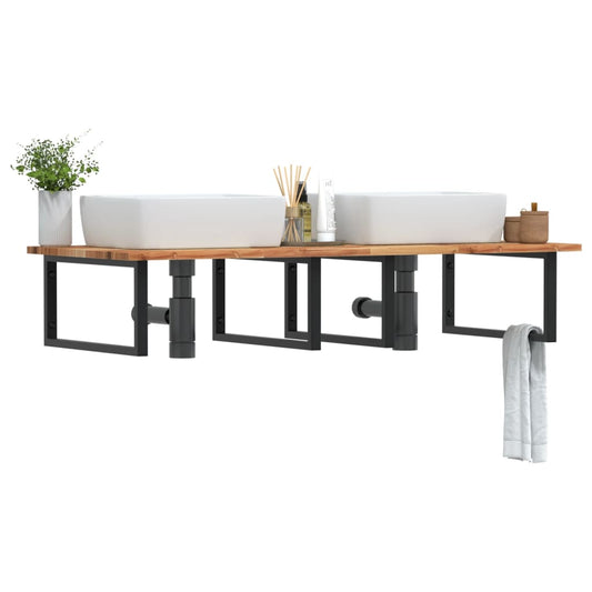 vidaXL Basin Shelf Wall Mounted Steel and Solid Wood Acacia