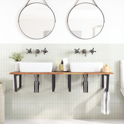 vidaXL Basin Shelf Wall Mounted Steel and Solid Wood Acacia