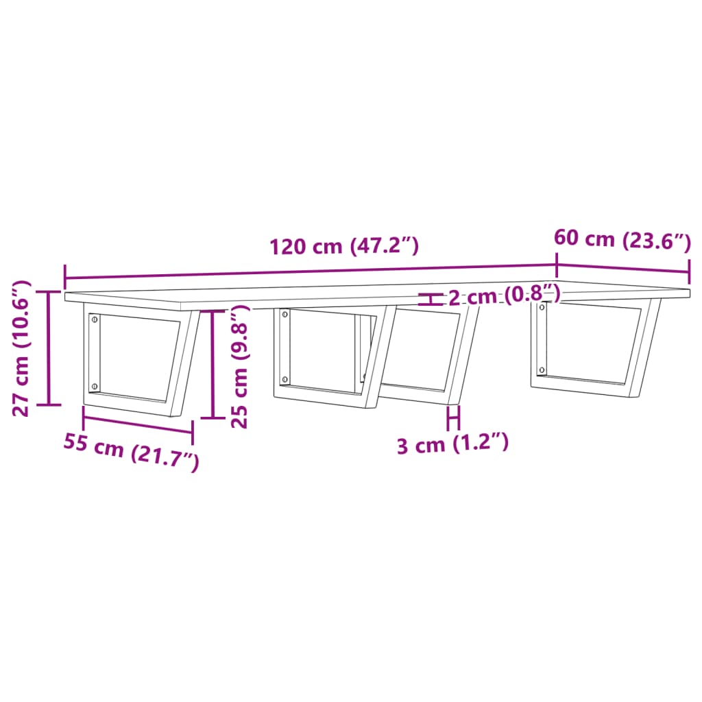 vidaXL Basin Shelf Wall Mounted Steel and Solid Wood Acacia