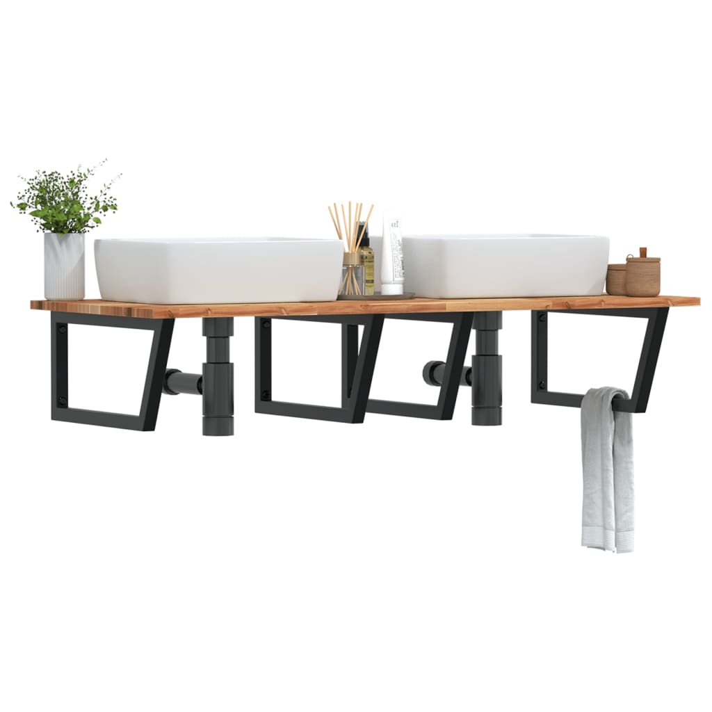 vidaXL Basin Shelf Wall Mounted Steel and Solid Wood Acacia
